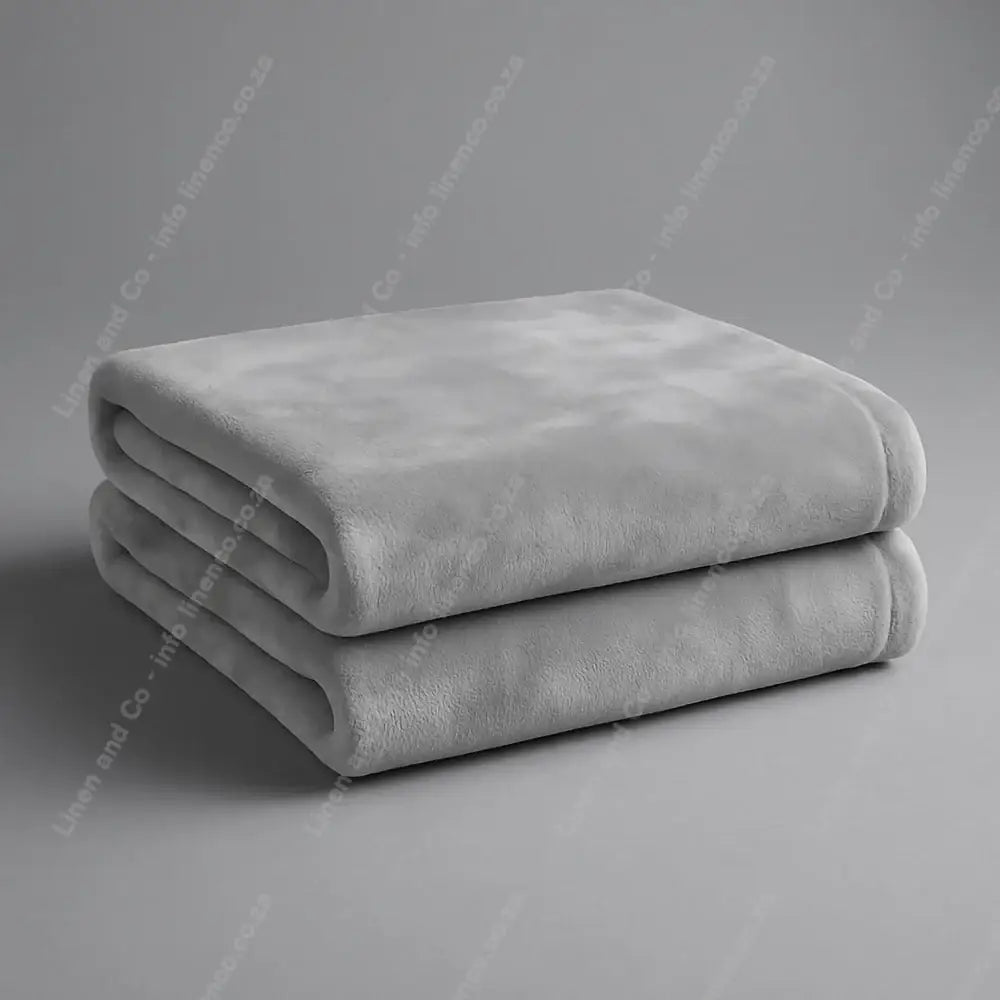 Linen and Co Platinum Luxury Plush 
Blanket on a Grey Background.