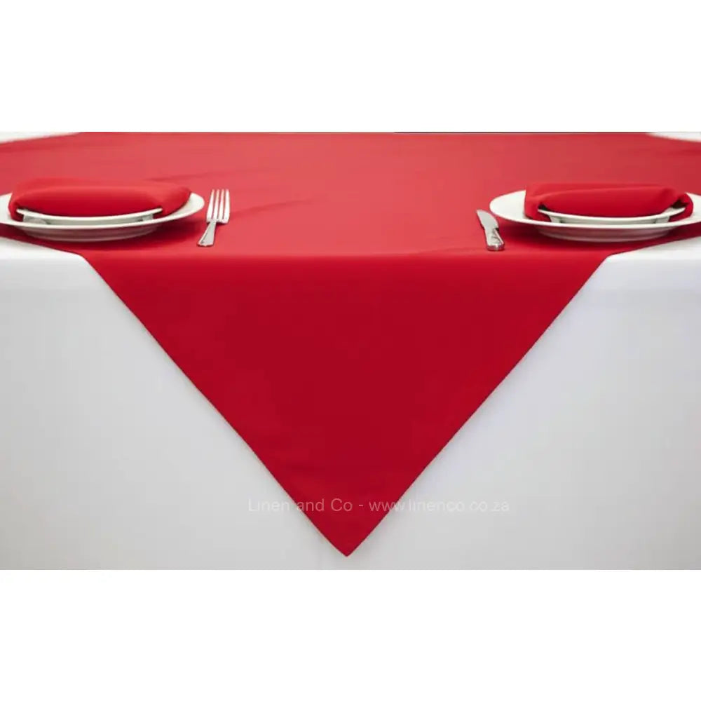 Red Table Cloth Overlay with napkins