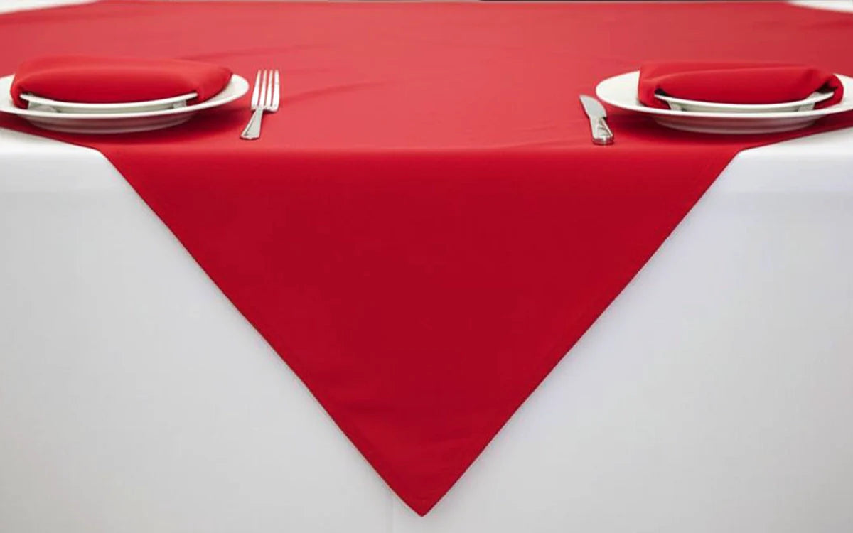 Red Table Cloth Overlay with napkins