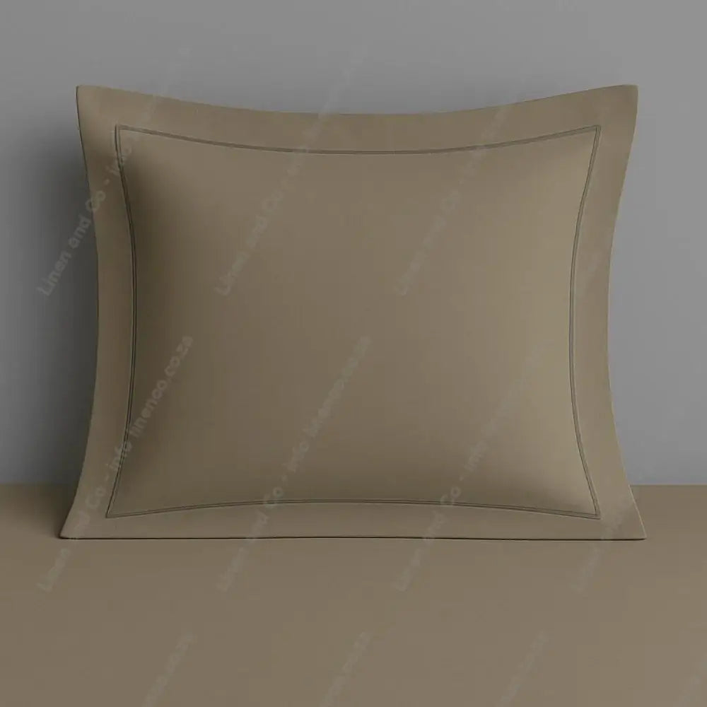 Stone Pillow Case Continental Oxford one Row Satin Stitch with a grey background
