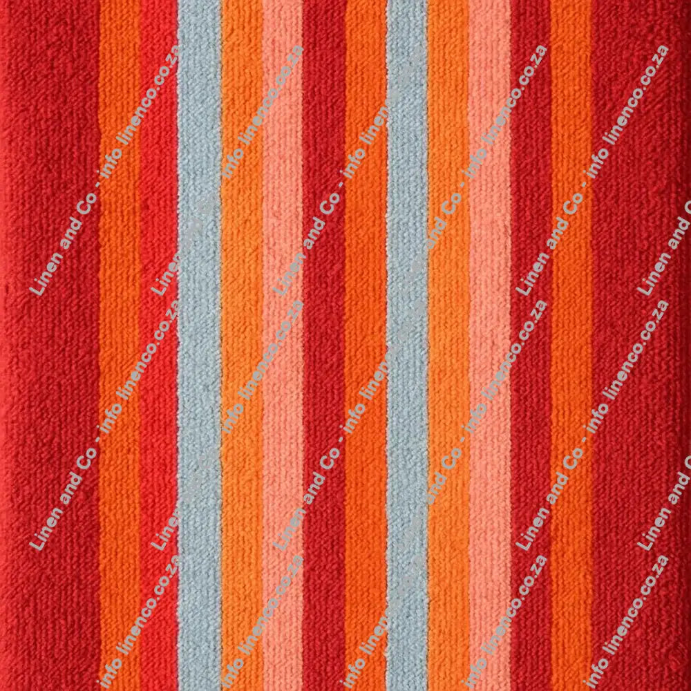 Linen and Co Tomero Red Velour Beach Towel Striped