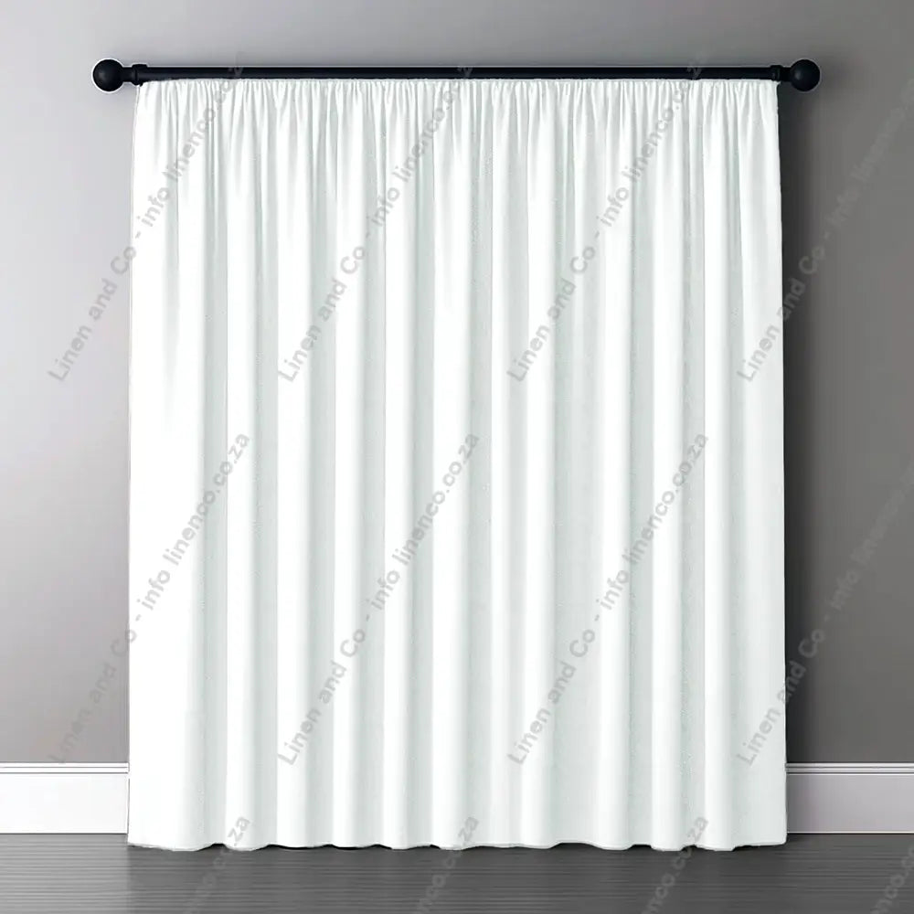 White Woven Blockout Curtain with normal curtain tape curtain with a dark rod