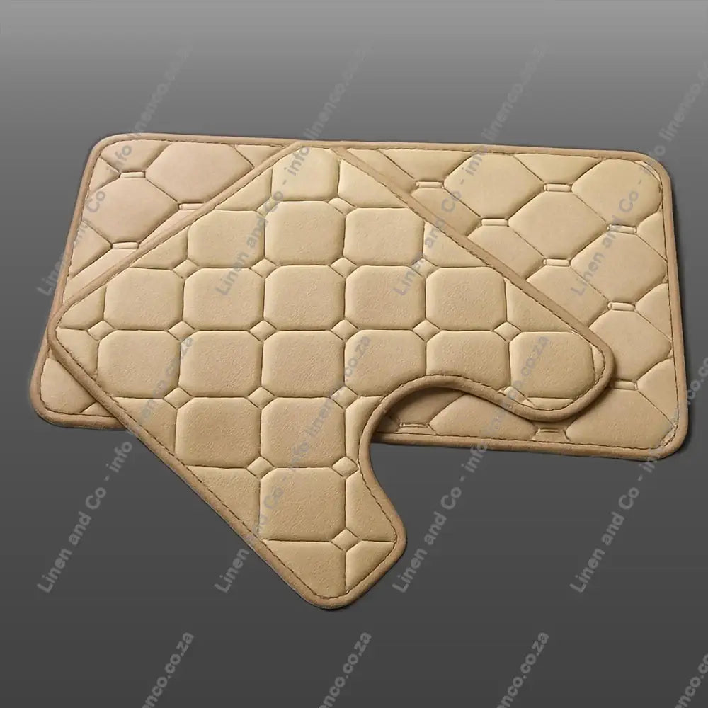 Natural Memory Foam bath mat set textured bath mat on a light grey background