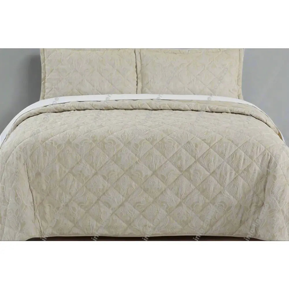 Natural Kensington Design Jacquard Quilted Bedspread with a grey background