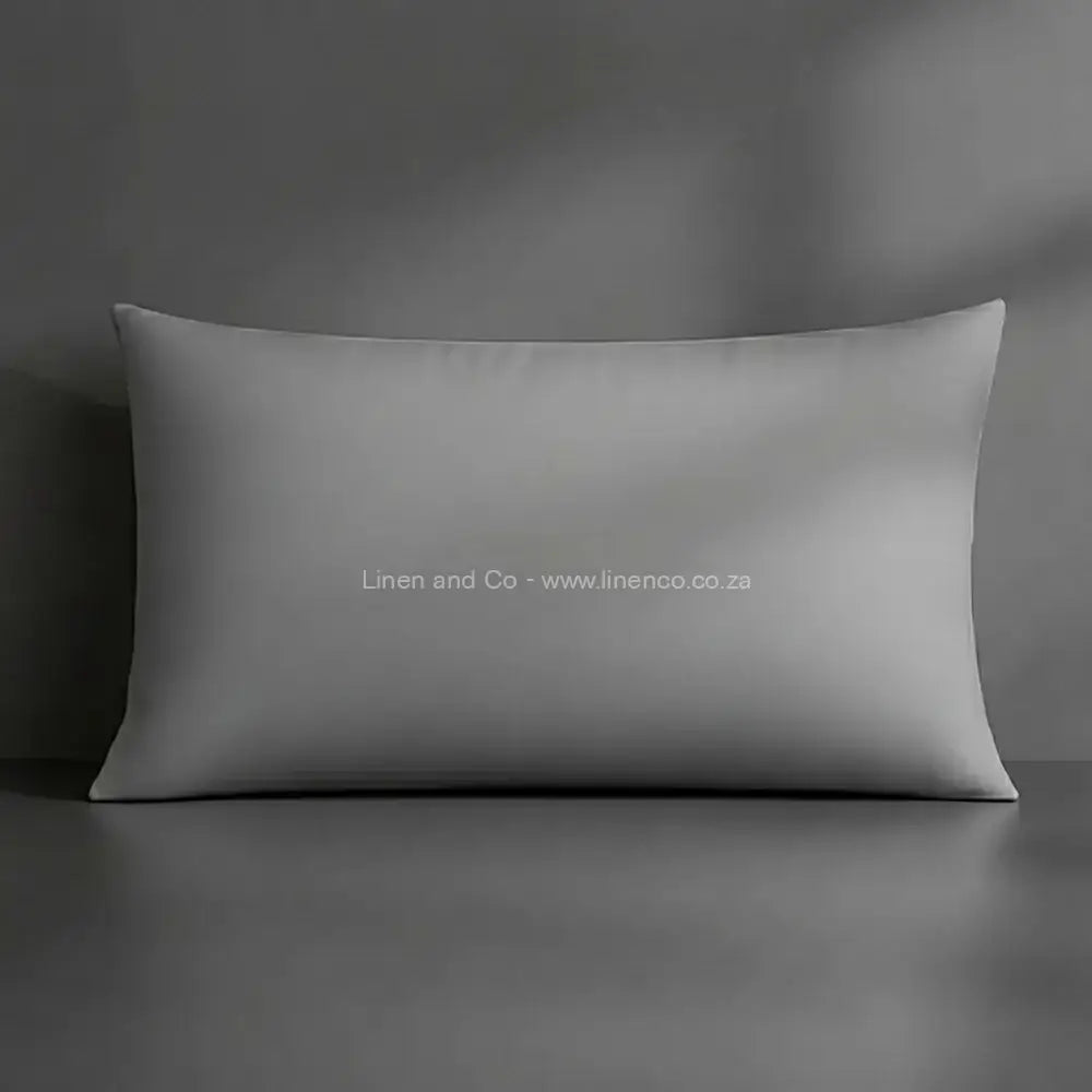 Pillow case grey with grey background luxury hotel bed linen by Linen and Co 