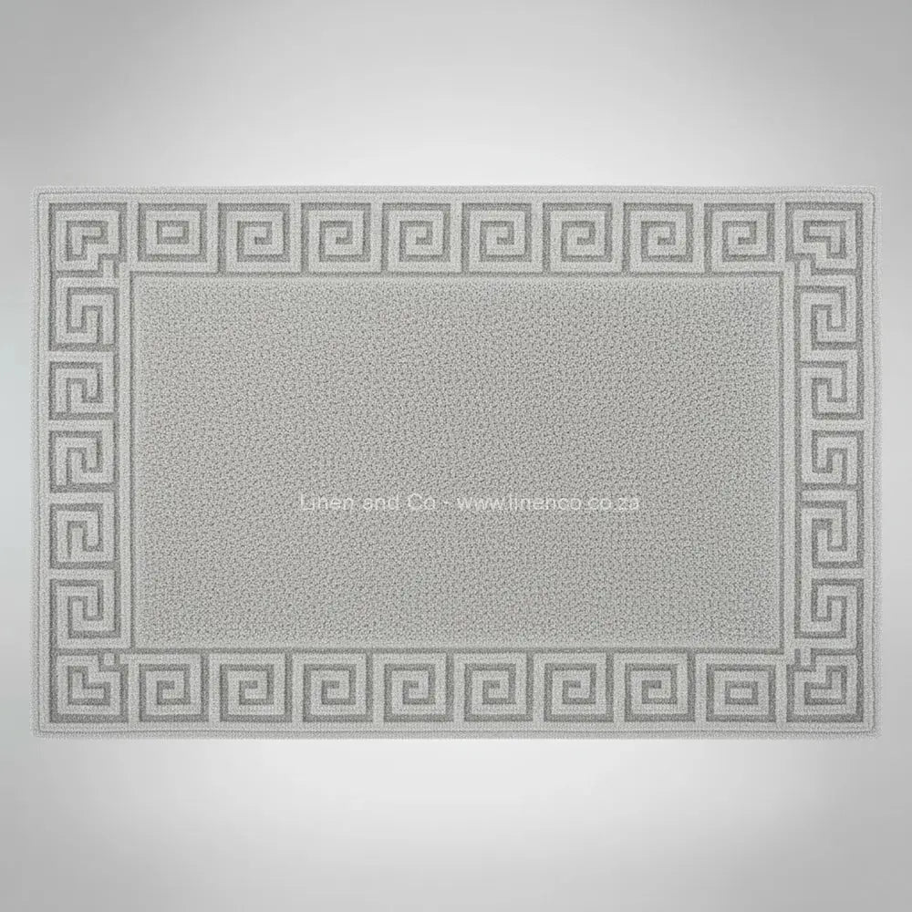 Light Grey bath mat with Greek Key Border from Linen and Co Hotel Collection - premium cotton terry hospitality textile