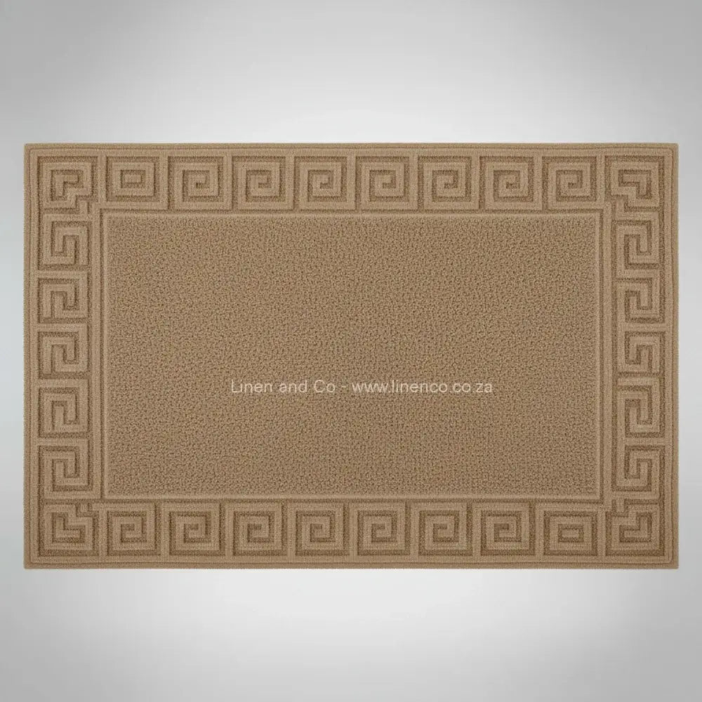 Stone bath mat with Greek Key Border from Linen and Co Hotel Collection - premium cotton terry hospitality textile