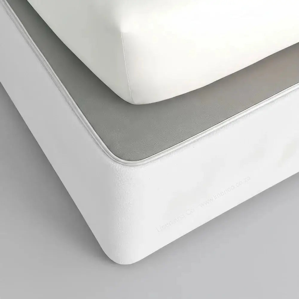 White mock suede bed base wrap - Linen & Co premium hospitality bedding