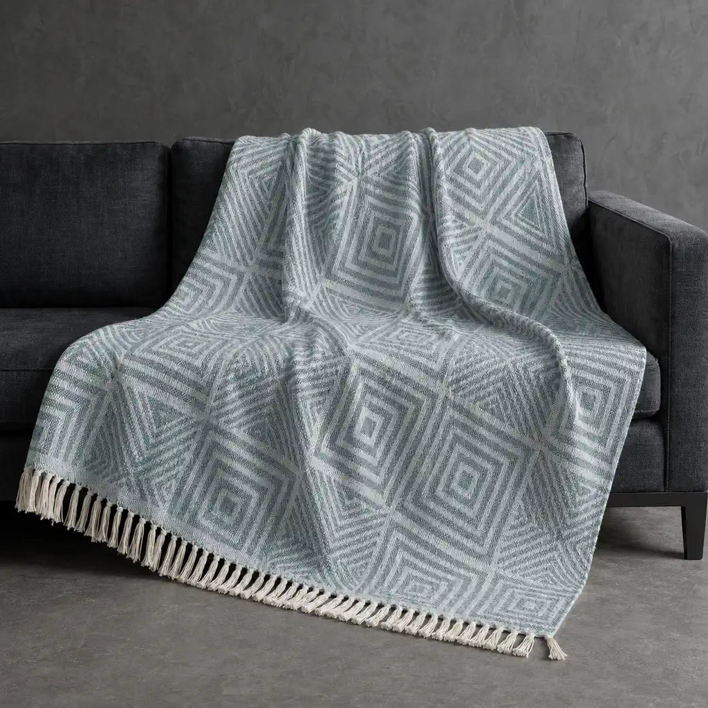 Aria Cotton Throw in Duck Egg #Colour_Duck_Egg