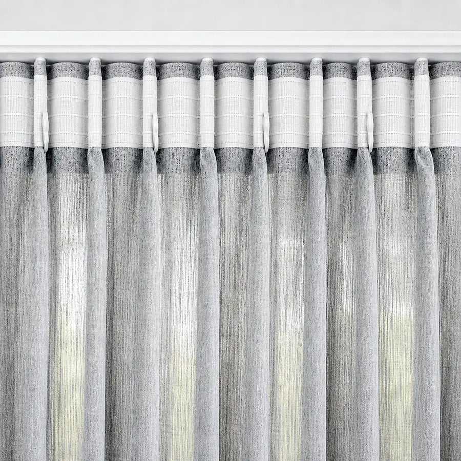 Taped heading detail for Arissa Sheer Ready-Made Eyelet Curtain