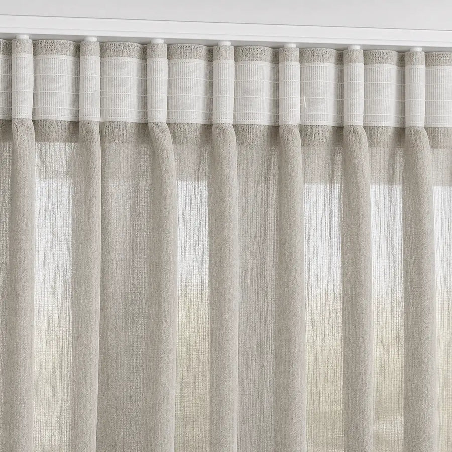 Taped heading detail for Arissa Sheer Ready-Made Taped Curtain