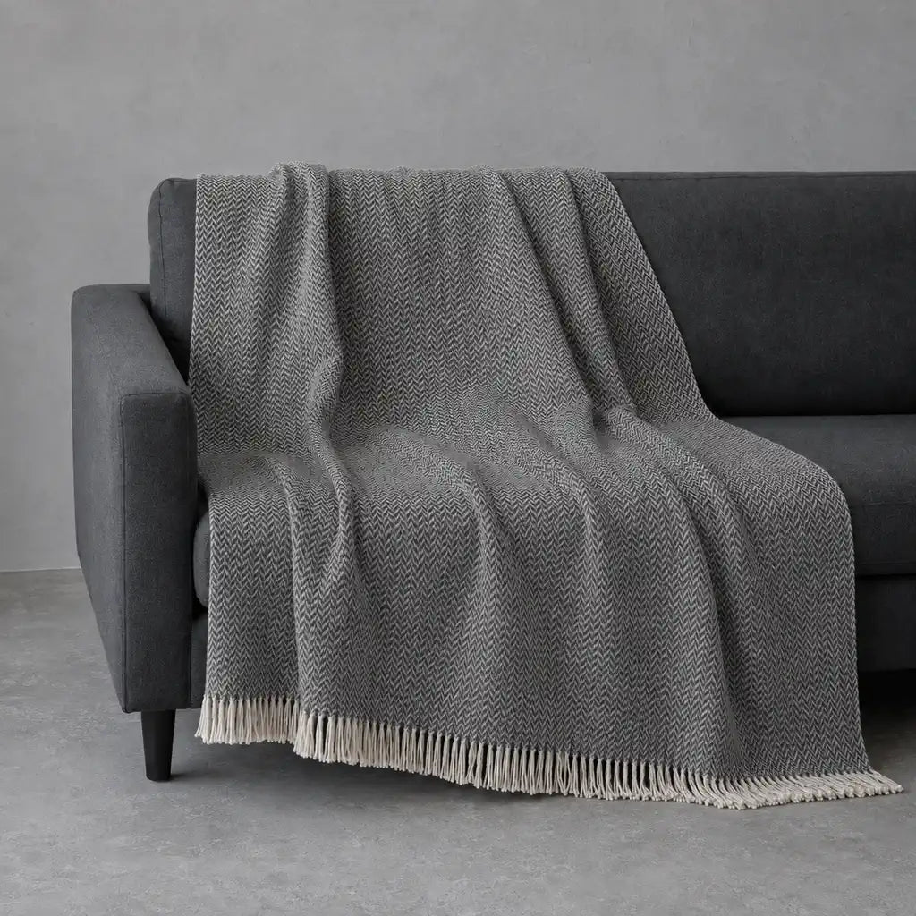 Aura Cotton Throw in Grey #Colour_Grey