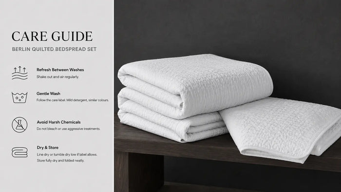 Care notes imagery for Berlin Quilted Bedspread Set
