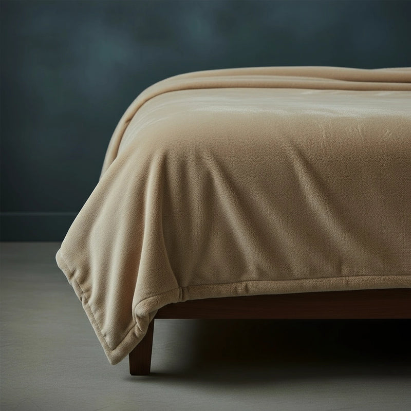 Premium beige hotel blanket by Linen and Co - luxury hospitality bed linen for hotels and resorts