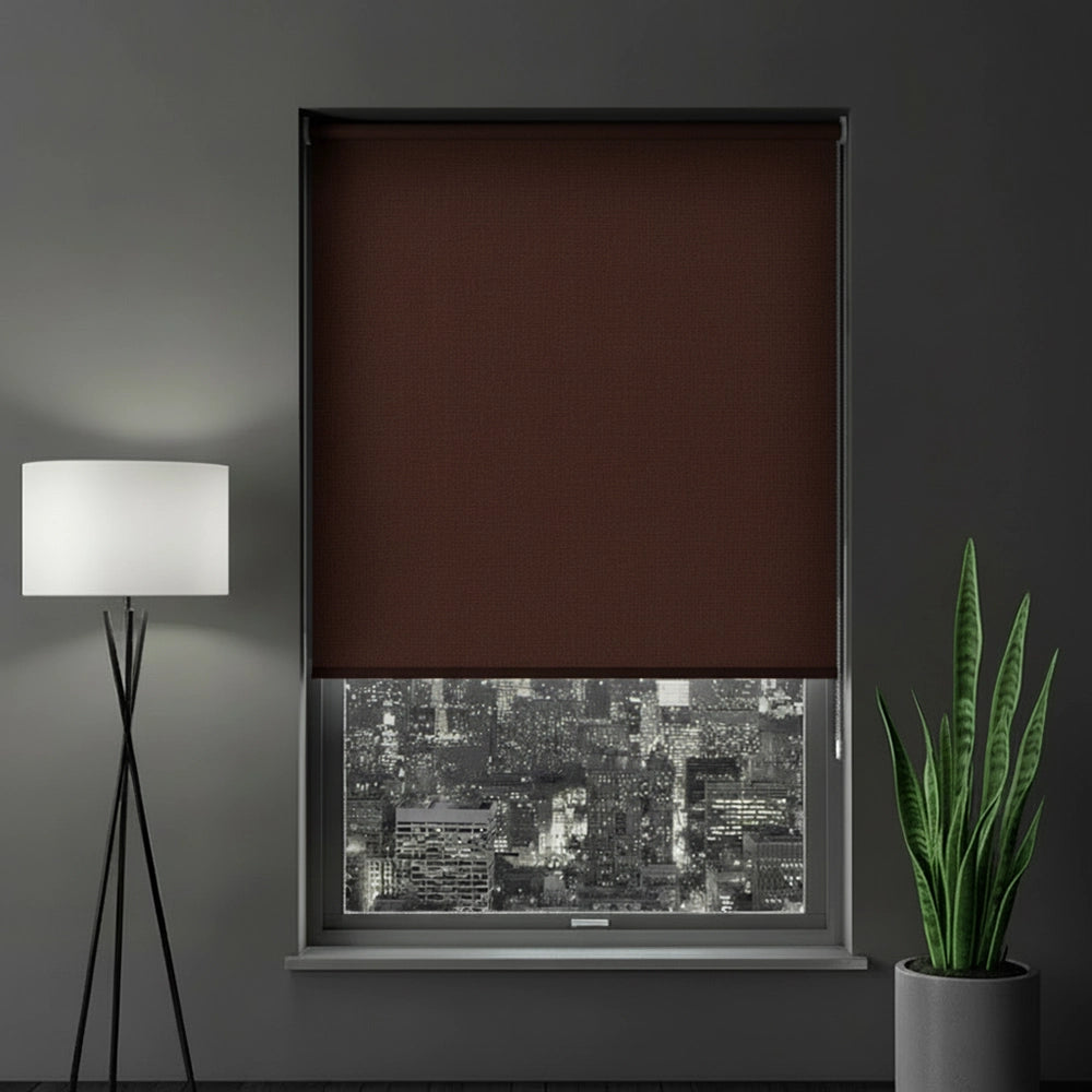 Brown-Bronze Blockout Roller blind by Linen and Co - premium hospitality window blinds