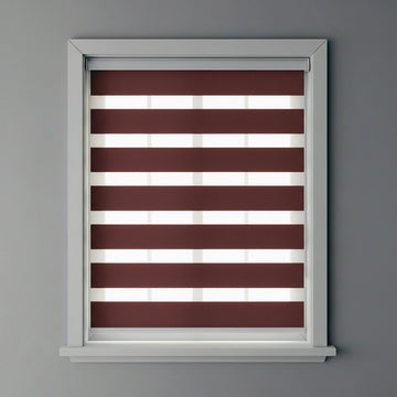 Burgundy zebra blind by Linen and Co - premium hospitality window blinds