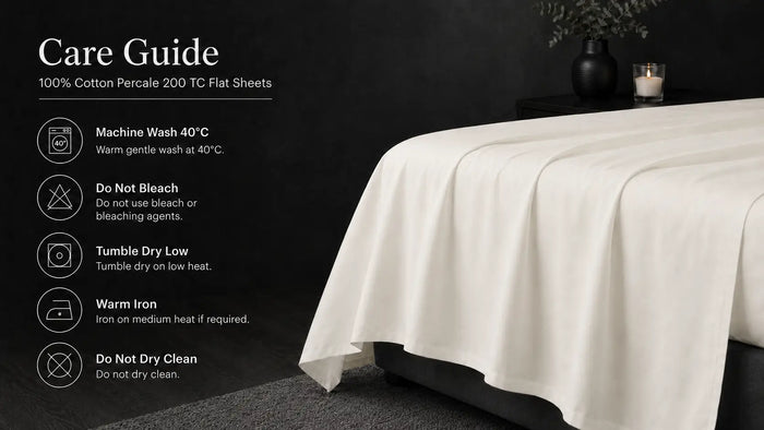 Care notes imagery for Cream Cotton 200TC Flat Sheet