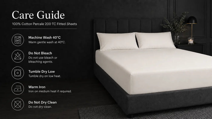 Care notes imagery for Cream Cotton 200TC Fitted Sheet