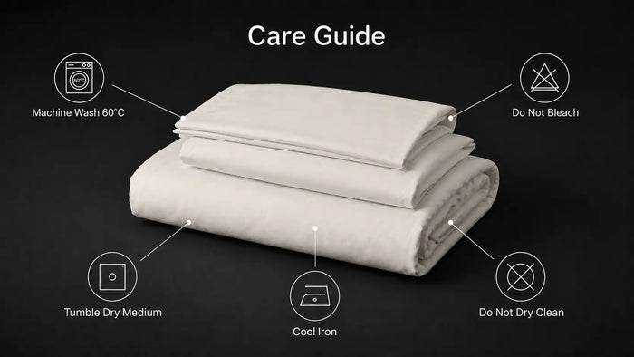 Care notes imagery for Cream Polycotton 200TC Duvet Cover Set