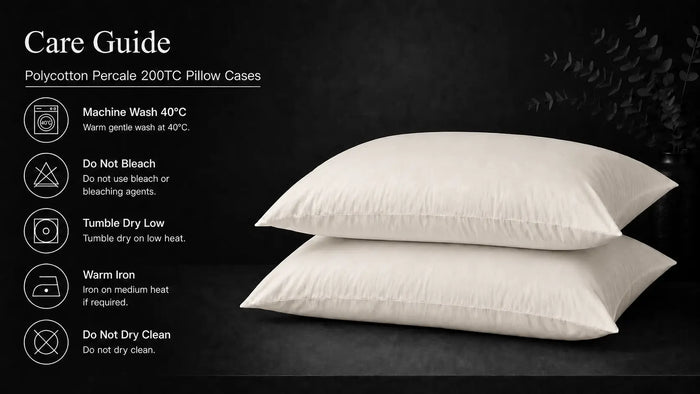 Care notes imagery for Cream Polycotton 200TC Pillow Case