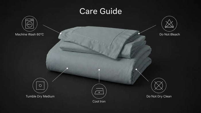Care notes imagery for Duck Egg Polycotton 200TC Oxford Duvet Cover Set