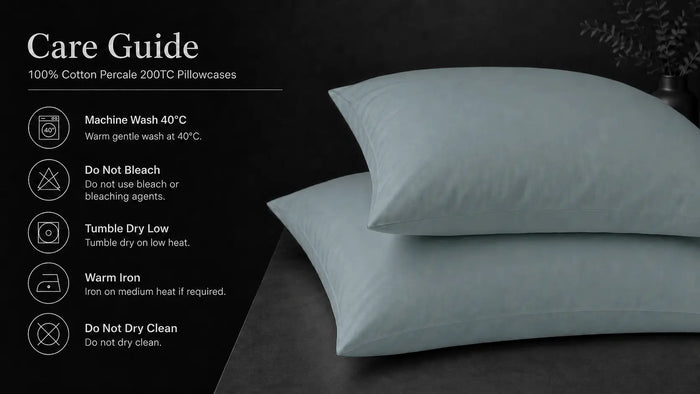 Care notes imagery for Duck Egg Cotton 200TC Pillow Case