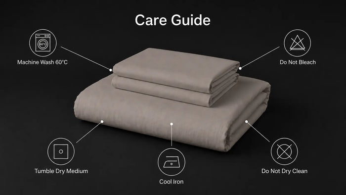Care notes imagery for Stone Cotton 200TC Duvet Cover Set