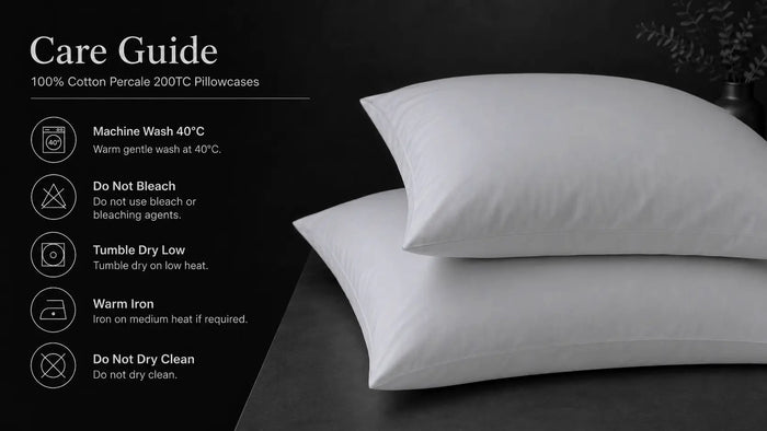 Care notes imagery for White Cotton 200TC Pillow Case