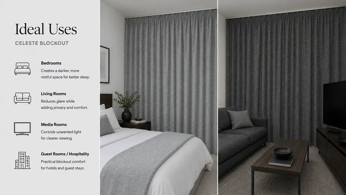 Ideal uses for Celeste Blockout Ready-Made Taped Curtain