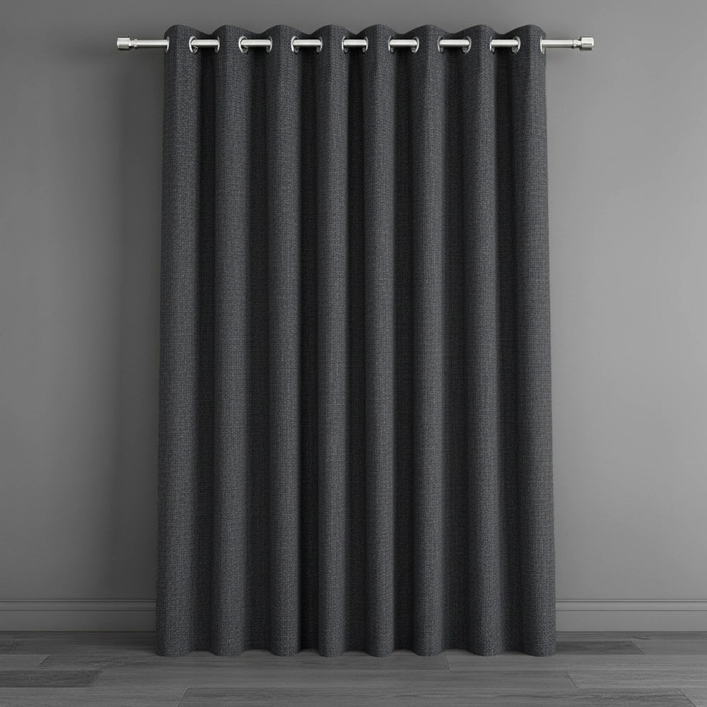 Charcoal Grey eyelet textured blockout curtain by Linen and Co - premium hospitality curtains