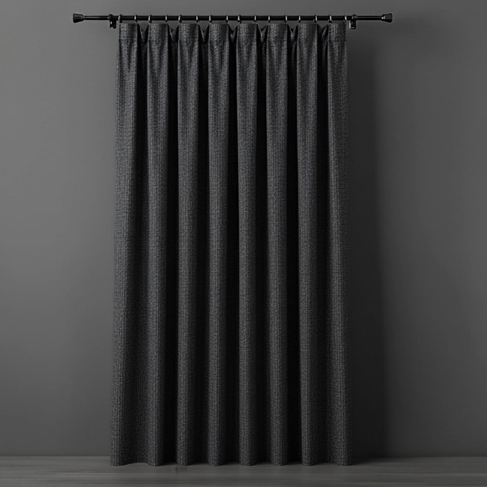 Charcoal taped textured blockout curtain by Linen and Co - premium hospitality curtains