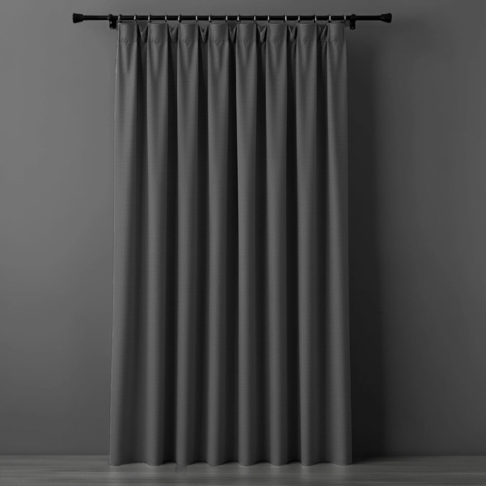Charcoal taped woven blockout curtain by Linen and Co - premium hospitality curtains