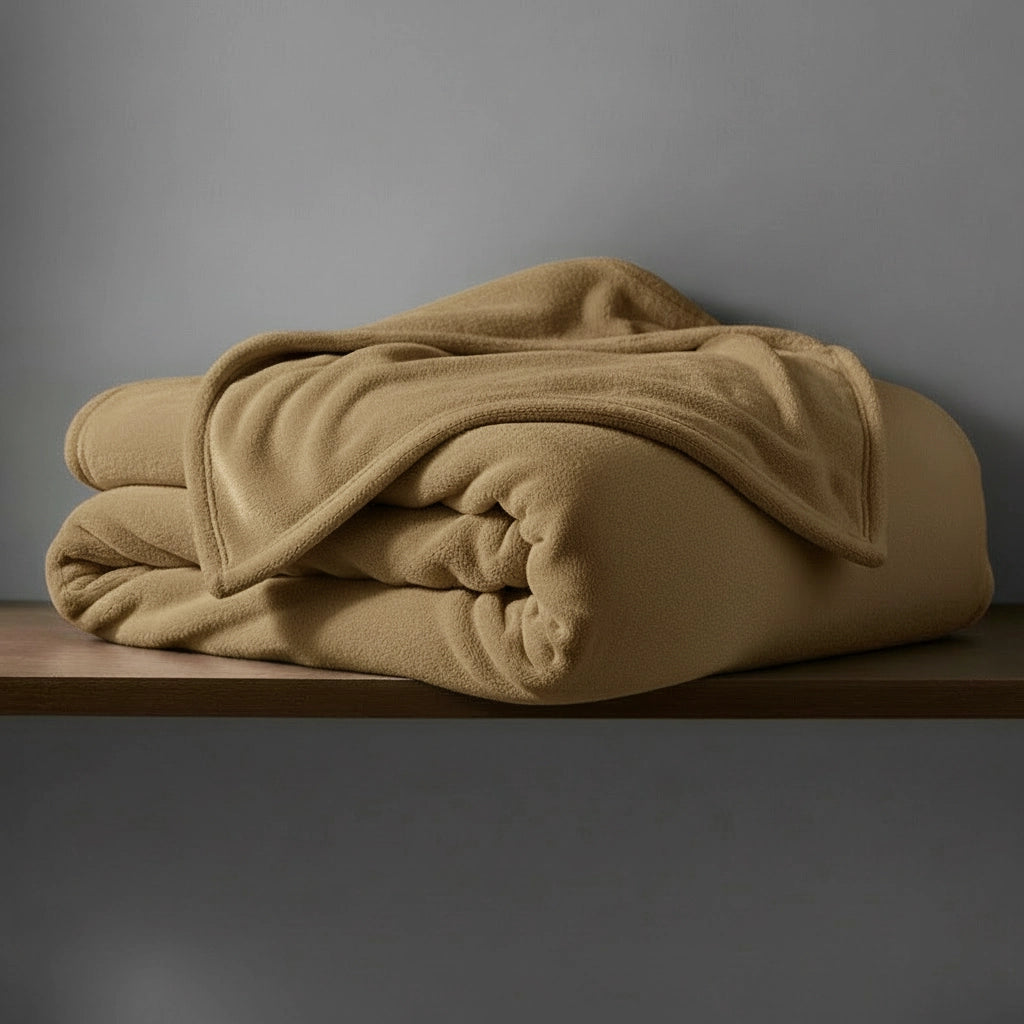 Cobblestone Belfiore hotel blanket by Linen and Co, neatly folded to showcase its plush texture for hospitality and home.