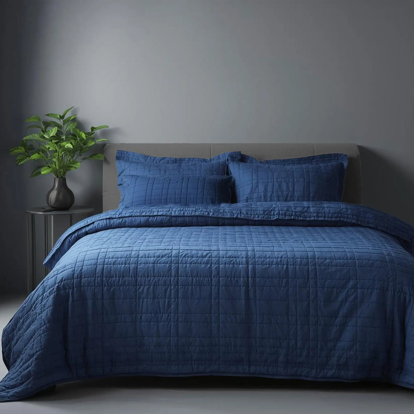 Linen and Co quilted bedspread in a styled bedroom