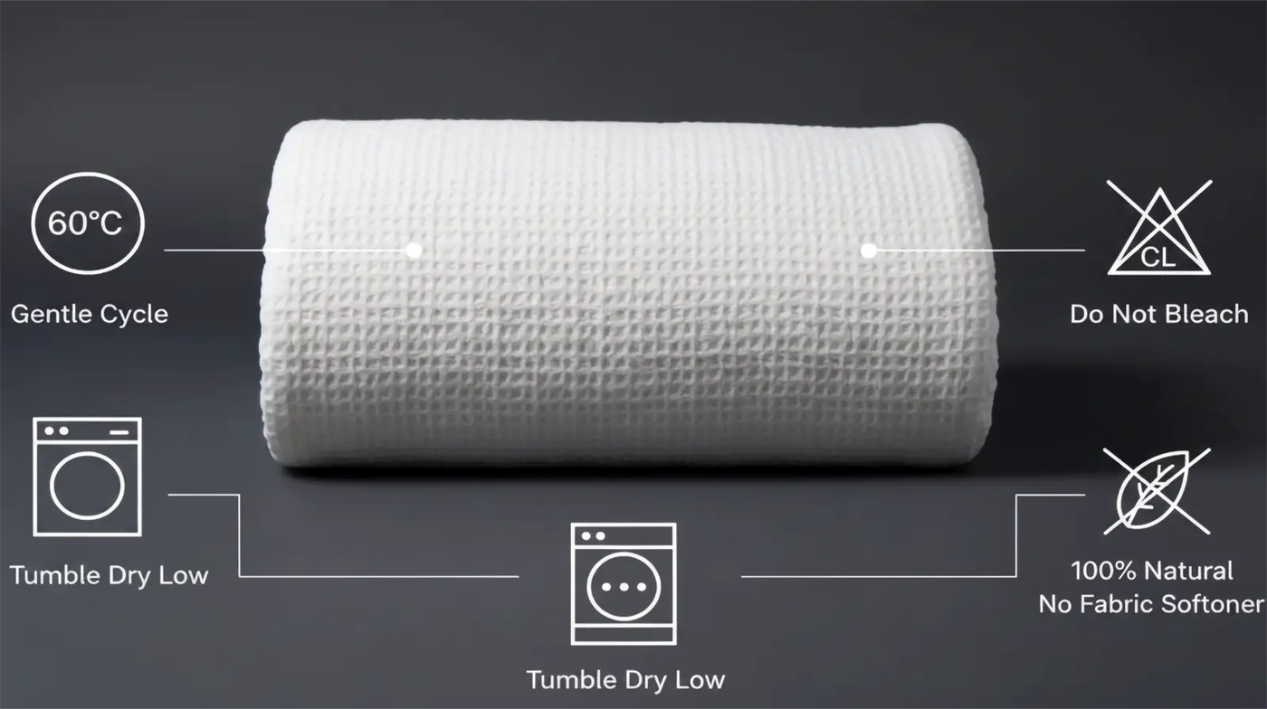 Care guide for Cotton Cellular Blanket