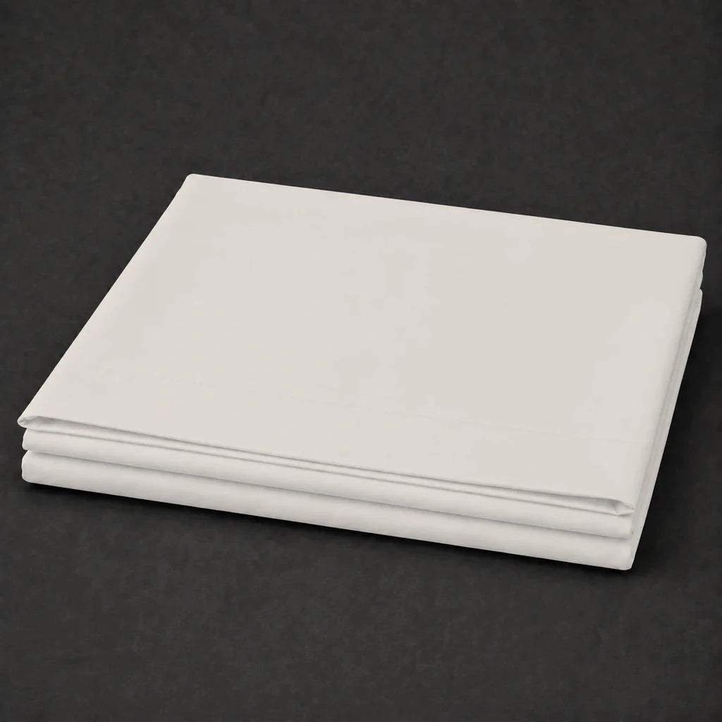 Ivory Cream Flat Sheet with no satin stitch - folded - Linen and Co