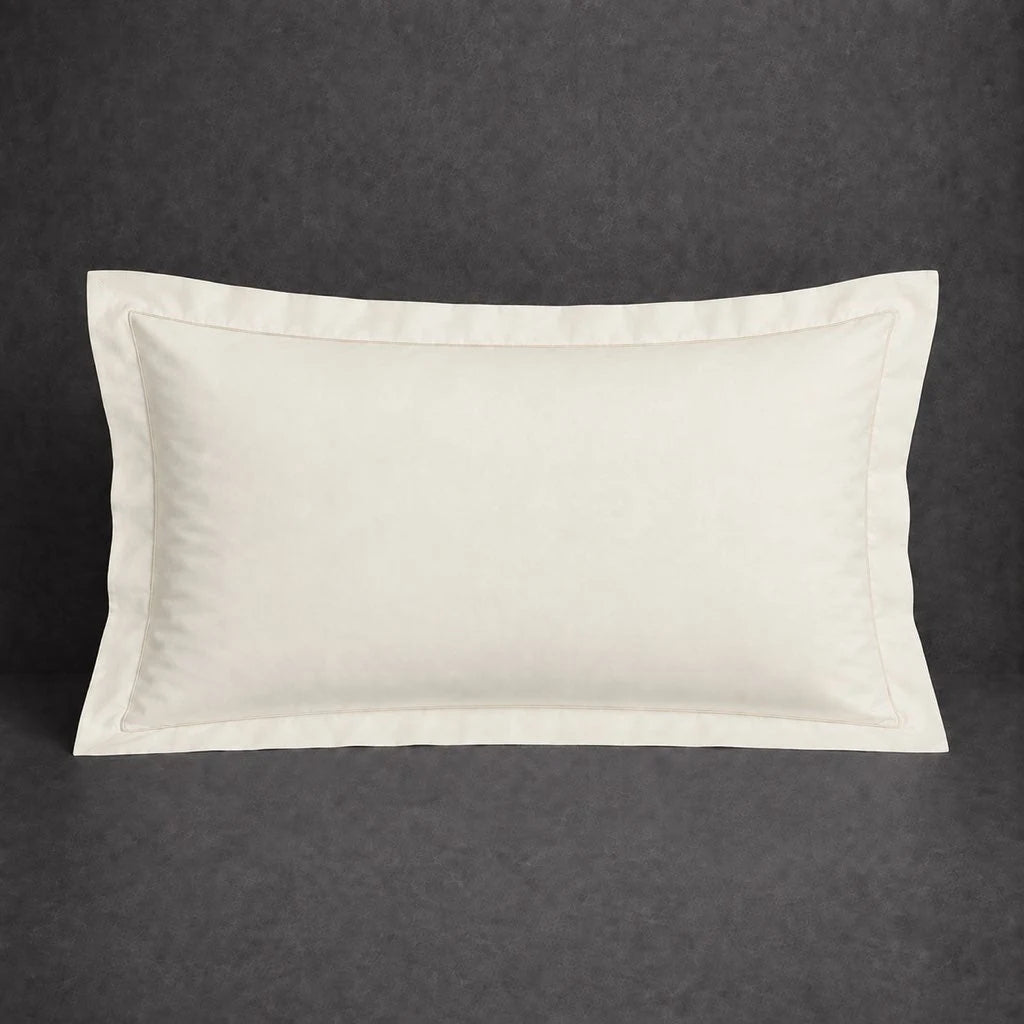 Ivory Cream Oxford Pillow Case, Standard and King, with Cream one-row satin stitch - Linen and Co