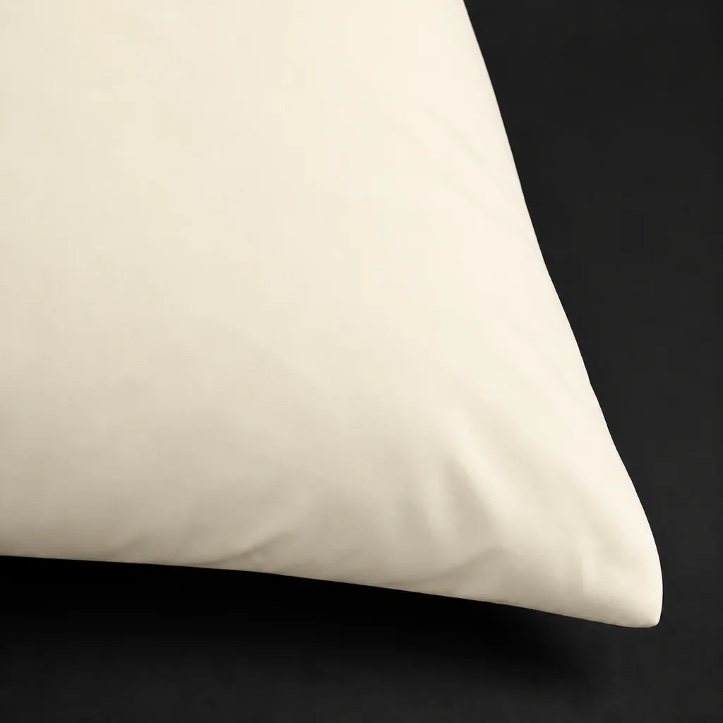 Cream 200TC cotton percale plain duvet cover set with no satin stitch - close-up detail - Linen and Co