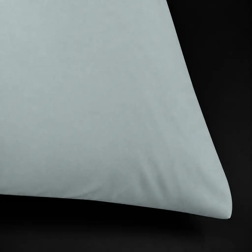 Duck Egg 200TC cotton percale plain duvet cover set with no satin stitch - close-up - Linen and C