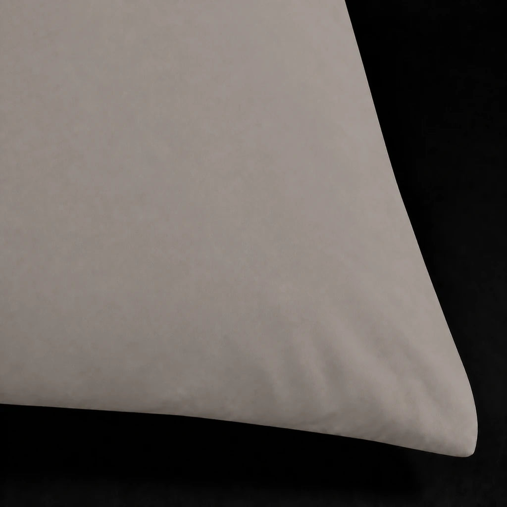 Stone 200TC cotton percale plain duvet cover set with no satin stitch - close-up - Linen and Co