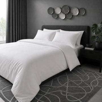White 200TC plain duvet cover with no satin stitch - hero - Linen and Co