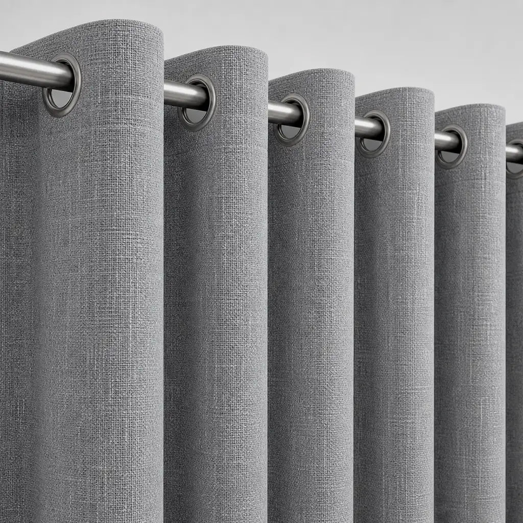 Close-up of Daloa Cloud blockout eyelet curtain fabric by Silk House for Linen & Co