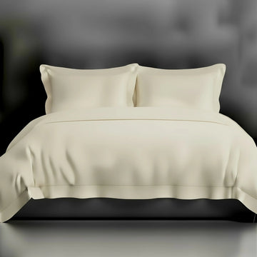 Cream Oxford duvet cover with no satin stitch - Linen and Co