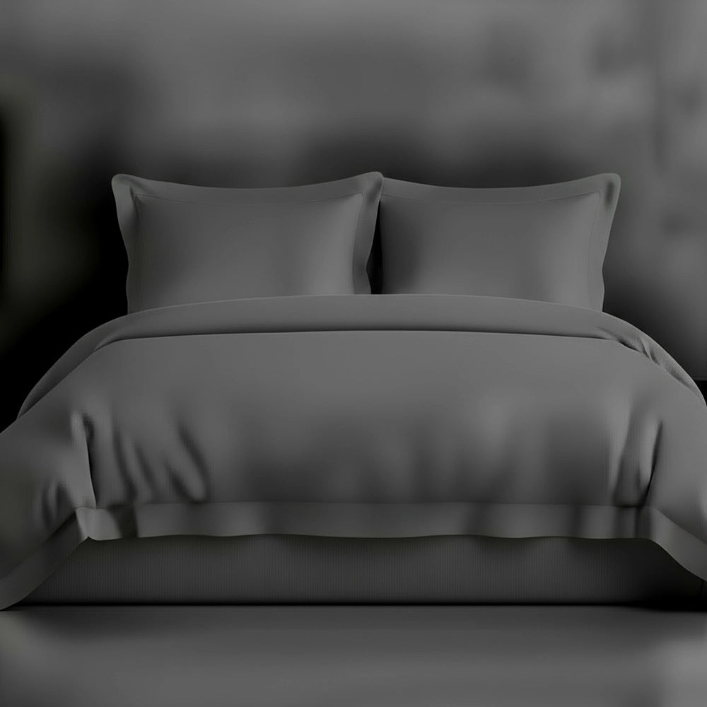 Grey Oxford duvet cover by Linen and Co - luxury hospitality bed linen