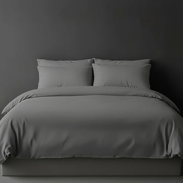 Grey duvet cover with no satin stitch - Linen and Co