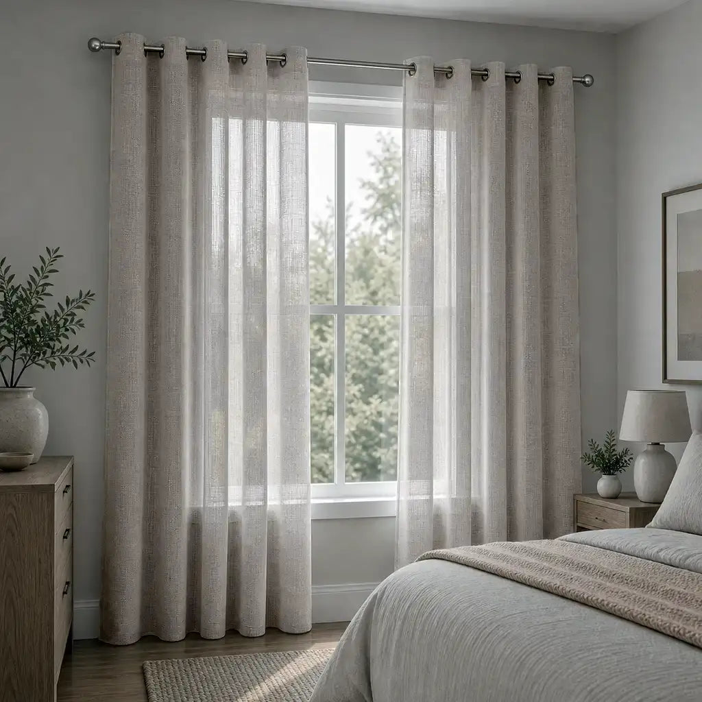 Ella sheer ready-made eyelet curtain in Stone