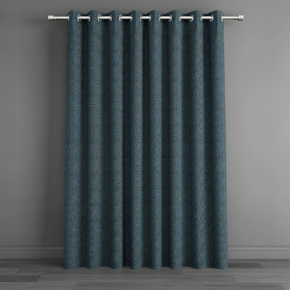 French blue eyelet 100% blockout curtain by Linen and Co - premium hospitality curtains