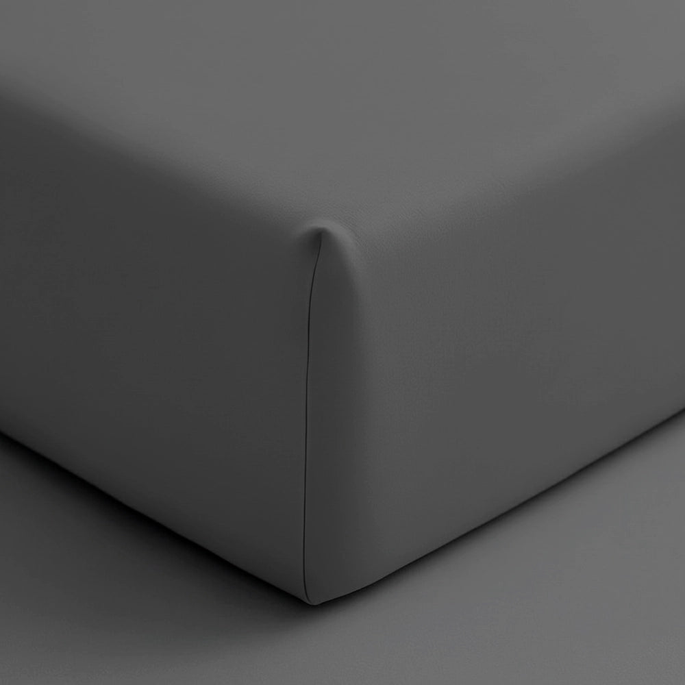 Grey fitted sheet corner detail by Linen and Co - premium hospitality 