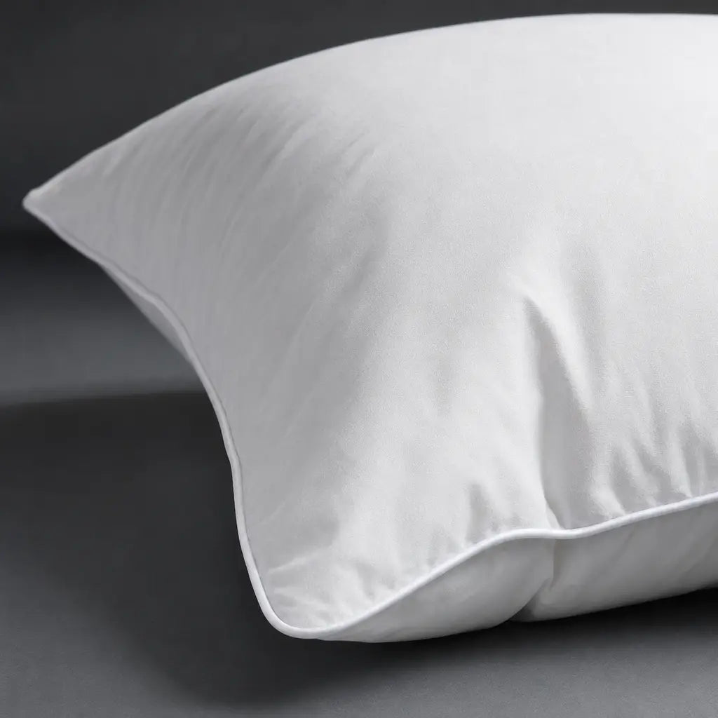 Hungarian Goose Down Pillow close-up showing soft mouldable loft and cotton shell
