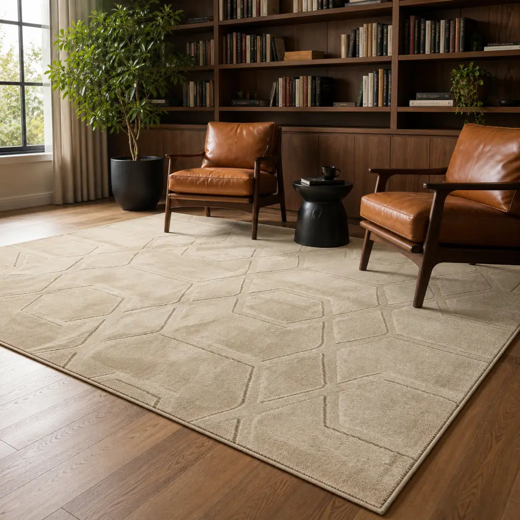 Isfahan rug in Camel - lifestyle view - Linen and Co#Colour_Camel